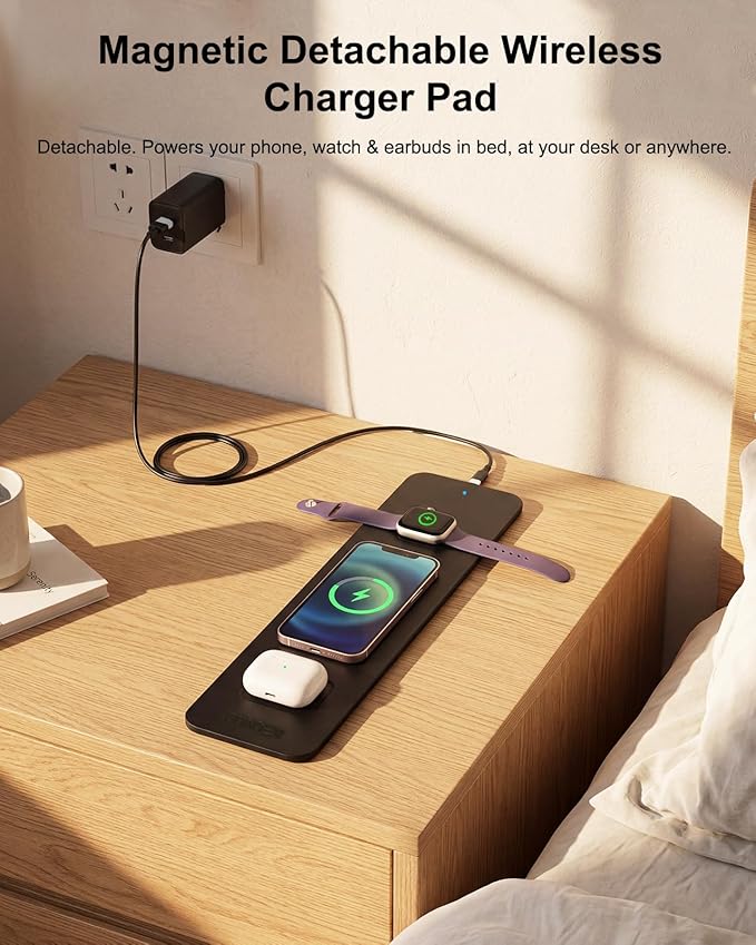 Wireless Charging Mouse Pad with 2nd Gen Tech, 3-in-1 25W Fast Charger, Replaceable Rubber & Microfiber Leather Desk Mat, Large Waterproof Desk Pad for Office & Gaming - Image 4