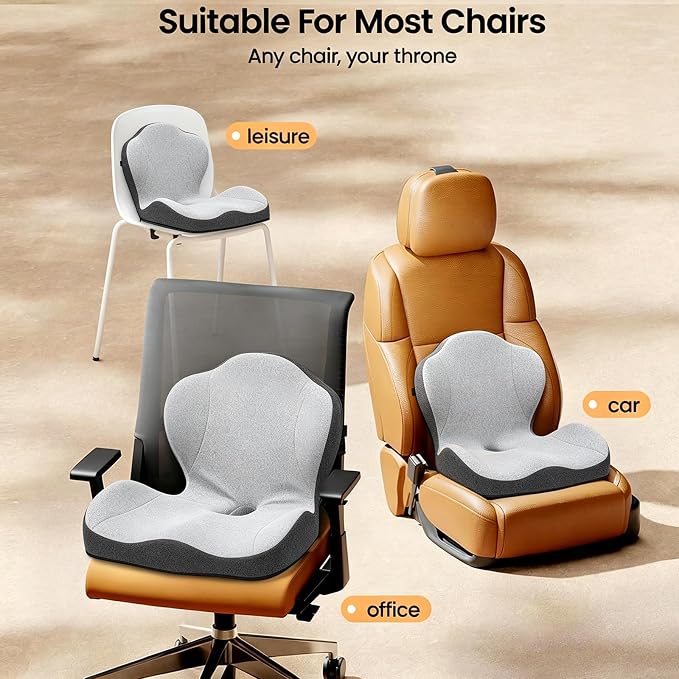 Dual-Layer Memory Foam Car Seat Cushions for Driving, with Lumbar Support | Ergonomic Truck Seat Cushion & Office Chair Cushion for Wheelchair, Gaming Chair & Sofa,Memory Foam Seat Cushion - Image 9