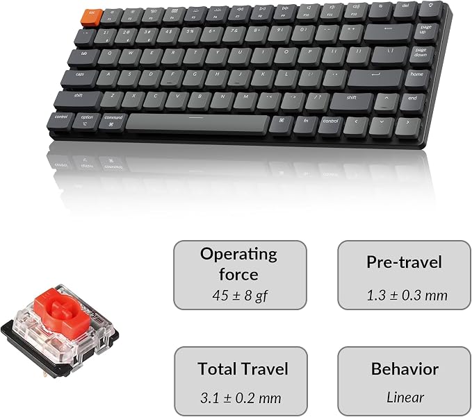 Keychron K3 Version 2, 84 Keys Ultra-Slim Wireless Bluetooth/USB Wired Mechanical Keyboard with White LED Backlit, Low-Profile Keychron Mechanical Red Switch Compatible with Mac Windows - Image 7