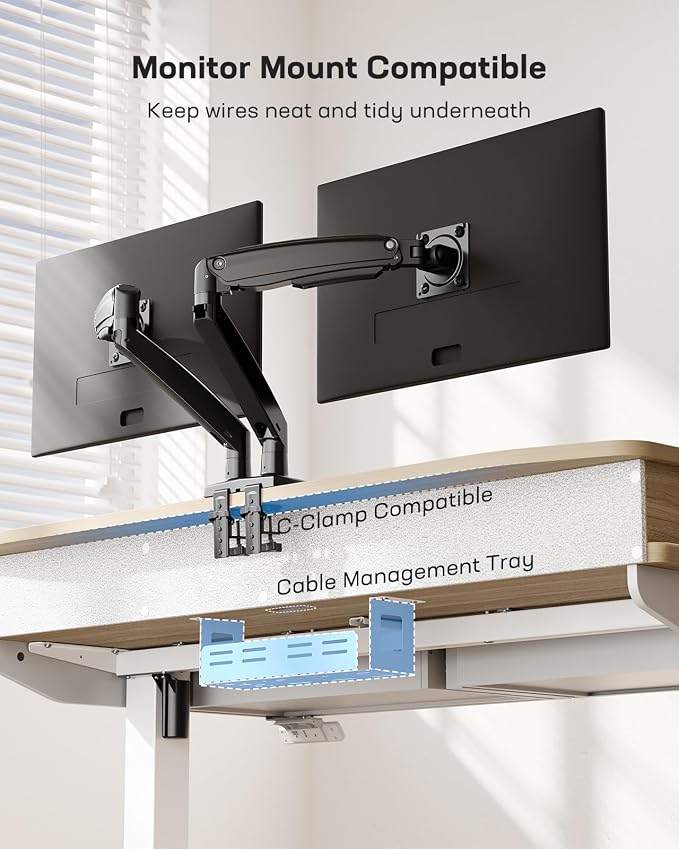 HUANUO 48 x 30 inch Electric Standing Desk with 2 Wood Drawers, Adjustable Height Sit Stand Desk for Home Office, Ergonomic Stand up Desk with 4 Memory Presets, 176 lbs Capacity, Natural Top - Image 5