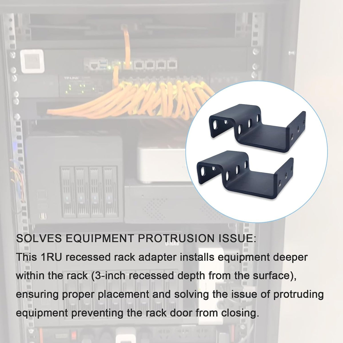 1RU Recessed Rack Adapter RRA1U for 19in Server Rack Equipment - Image 4