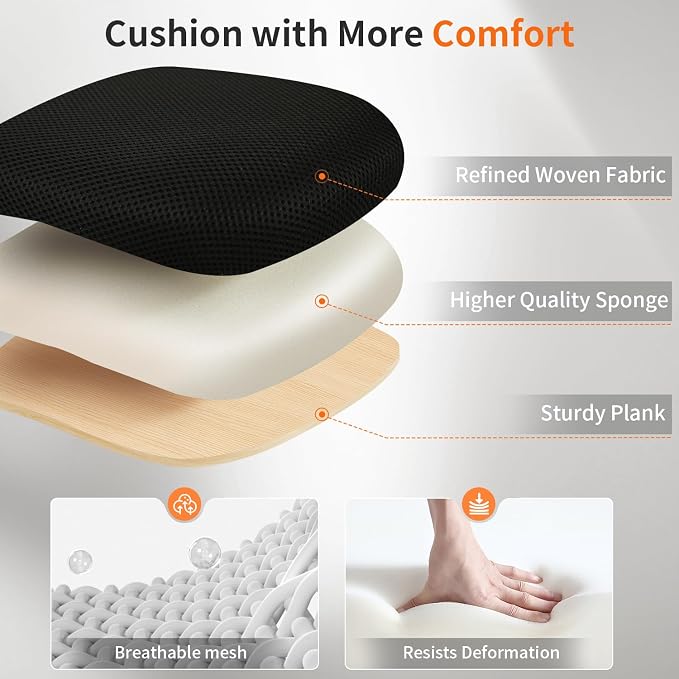 FDW Ergonomic Office Chair Home Desk Chair Task Mesh Computer Chair Gaming with Back Lumbar Support Armrest Modern Swivel Modern Adjustable Rolling Executive Mesh Chair for Women Men (Black) | with Lumbar Support & Adjustable Height | Breathable Mid-Ba... - Image 7