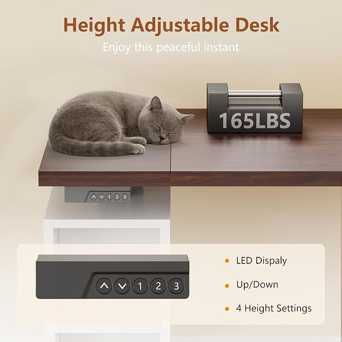 71" LED L Shaped Standing Desk with Hutch and Drawers White | Farmhouse Adjustable Corner Desk, Sit Stand Office Deskwith 4 AC Outlets & Type C, Executive Computer Desk with Cabinet - Image 7