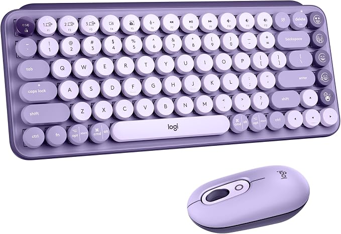 Logitech POP Keys + POP Mouse - Wireless Keyboard and Bluetooth Mouse Combo with Typewriter-Style Mechanical Keys, Emoji Features, Cute Compact Design - Cosmos by Unknown