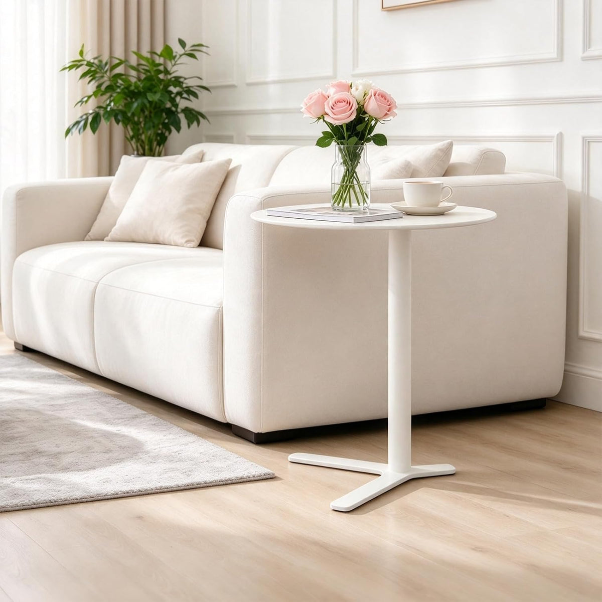 C Shaped End Table Small Round Side Table Living Room, Metal Coffee Table - Image 5