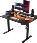 Agilestic 55 * 24 Inch Electric Standing Desk with Shelf & Led, Black | Electric Height Adjustable, Outlets&Led, Monitor Stand, Sturdy Steel Frame, Memory Presets, Hooks, 154 lbs, Splice Board by Agilestic