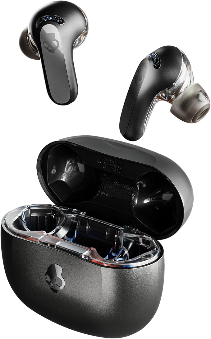 Skullcandy Rail ANC Active Noise Cancelling Wireless Earbuds - True Black | In-Ear, Bluetooth Headphones, Noise Cancellation, 38 Hours Battery, Microphone for iPhone Android, Customizable Sound by Skullcandy