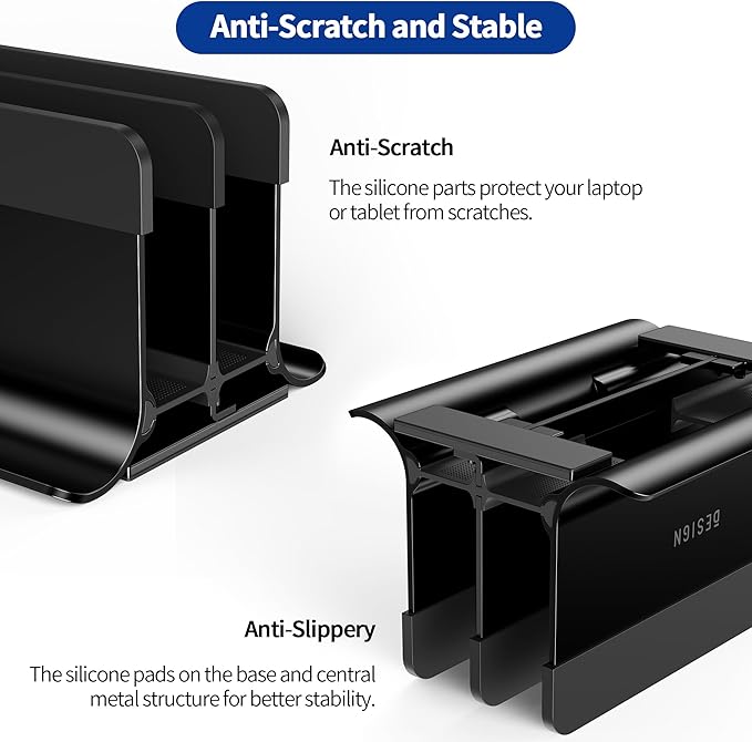 BESIGN LS13 Vertical Laptop Stand Holder for Desk, 4 in 1 Desktop Stand Holder for Laptops, Tablets, Smart Phones - Image 5