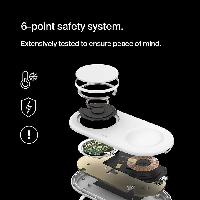 Belkin Qi2 15W 2 in 1 Wireless Charging Pad with USB-C Port | MagSafe compatible, iPhone 16/15 Series, Samsung Galaxy S25 Series, AirPods, extra USB-C port, Magnetic - Image 5