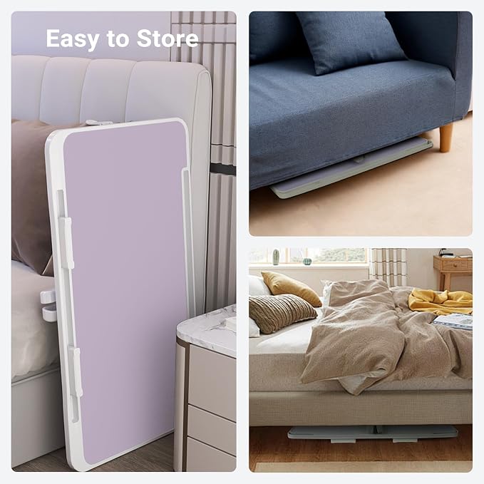 Adjustable Laptop Lap Desk with Cooling Fan USB Light for Adults 60x40cm,Purple - Image 7