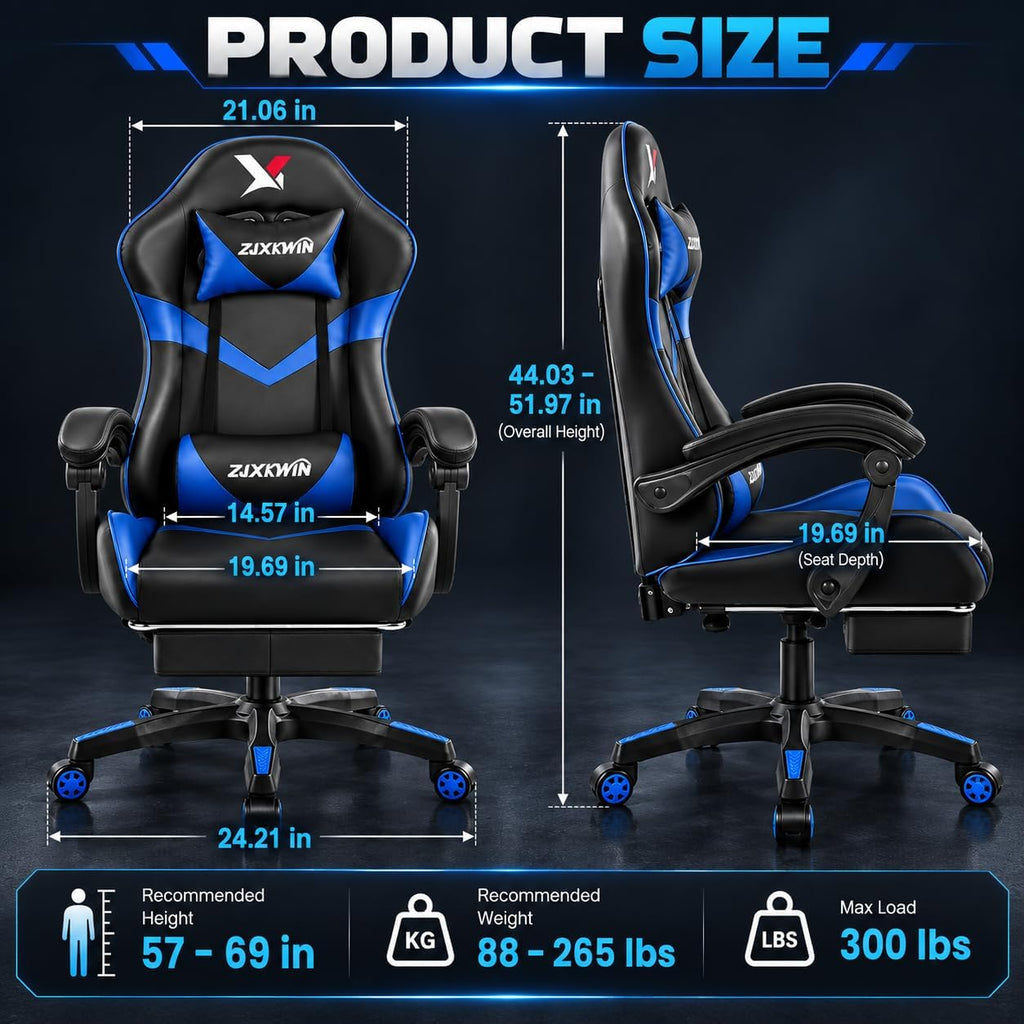 Ergonomic Gaming Chair for Adults, 21" Wide Memory Foam Seat & Footrest - Image 3