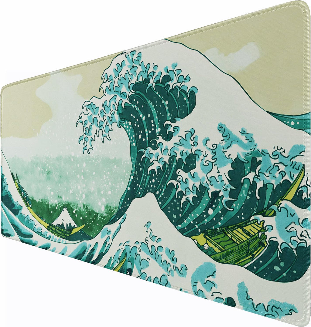 Large Extended Gaming Mouse Pad, 31.5" x15.7" Large Mat with Superior Micro-Weave Cloth, Water Resist Keyboard Mousepad with Non-Slip Base, Laptop Pad for Office Home Gaming, Waves by JOCYRN