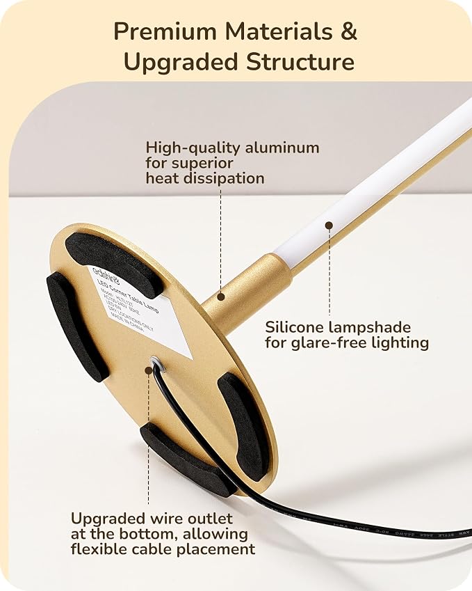 EDISHINE LED Table Lamp Set of 2, Modern Desk Lamps for Living Room, Gold | Stepless Dimmable, Metal Finish, 3 Color Temperature, 6W, Ideal for Bedroom, Corner - Image 3
