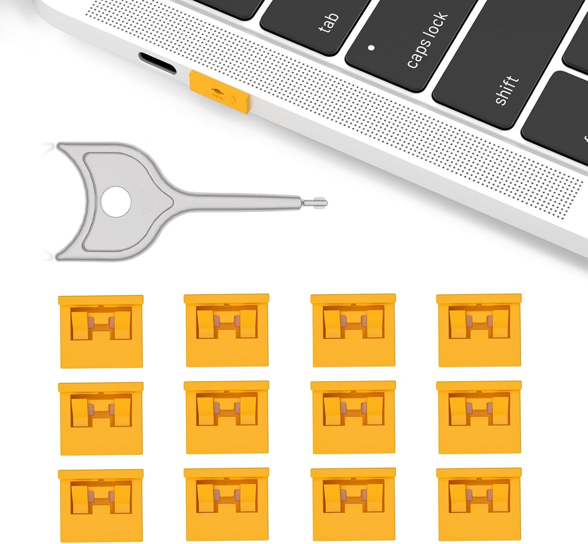 12-Pack USB-A Port Blockers with 1 Key,Removable Physical Security Locks,Anti-Tampering Data Protection for Laptops,PCs & Game Consoles (Yellow) by PoParttg
