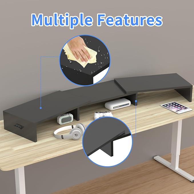 Pholiten Monitor Stand Riser with Adjustable Length and Swivel Angles | Extra Long Multifunctional Stand up to 48.2" Fit Computer Laptop Printer Max 44 lbs - Image 7
