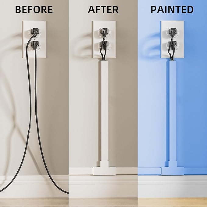 Delamu 236in Cord Hider, Cord Covers for 2-3 Wires on Wall, Premium TV Cable Hider, Paintable Wire Hiders Wire Covers for Cords on Wall, Easier Setup Cable Cover Raceway, W0.94 H0.47in, White - Image 4