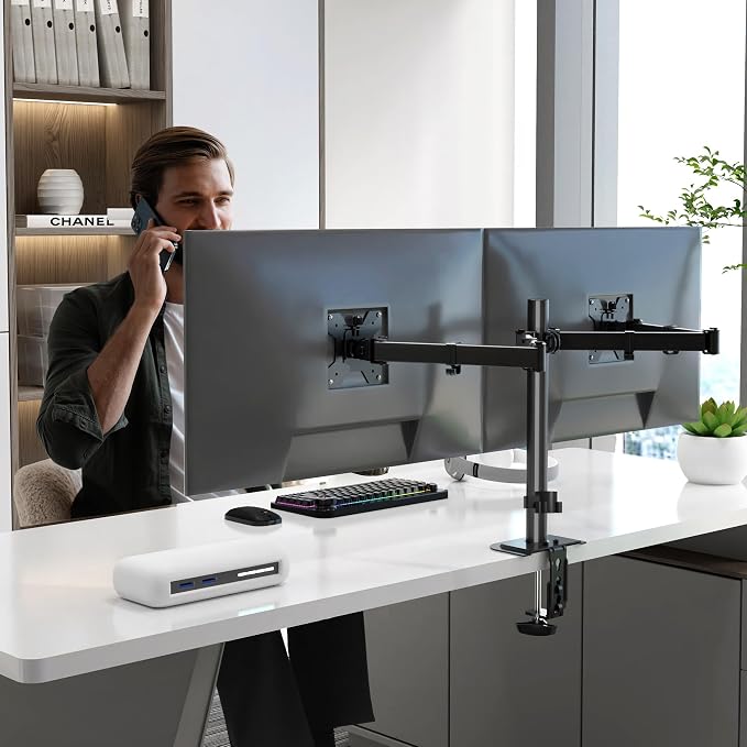 Pholiten Dual Monitor Stand for 2 Screens up to 42Inches | Adjustable Monitor Arm, Tilt, Swivel, Rotate, Supports Tilt, Swivel, Rotate, Supports 22 lbs Each - Image 6