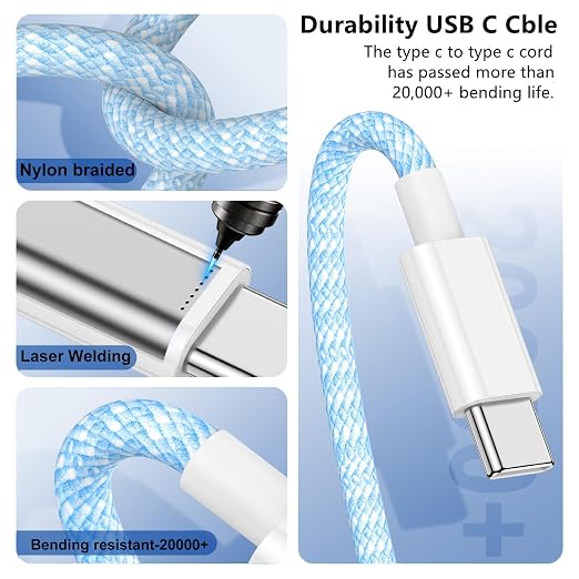 USB C to C Charger Cable 10ft, 60W Type C to C Fast Charging Cable Cord Long for Apple iPhone 17 Pro Max/17 Air/16 Pro Max/16 Pro/15 Plus/15 Pro Max/MacBook 2021/2020/2019,iPad Pro/Mini/Samsung Galaxy - Image 4