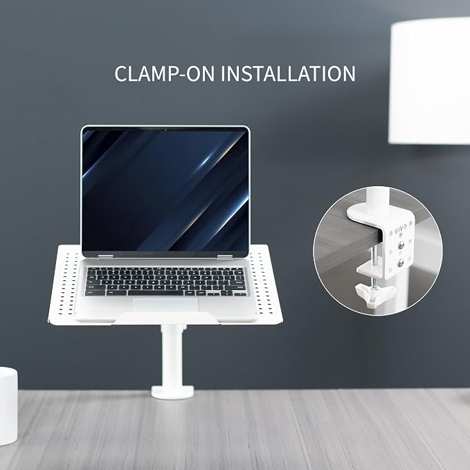VIVO Single Laptop Notebook Desk Mount Stand, Fully Adjustable Extension with C-clamp, Fits up to 17 inch Laptops, White, STAND-V001LW - Image 8