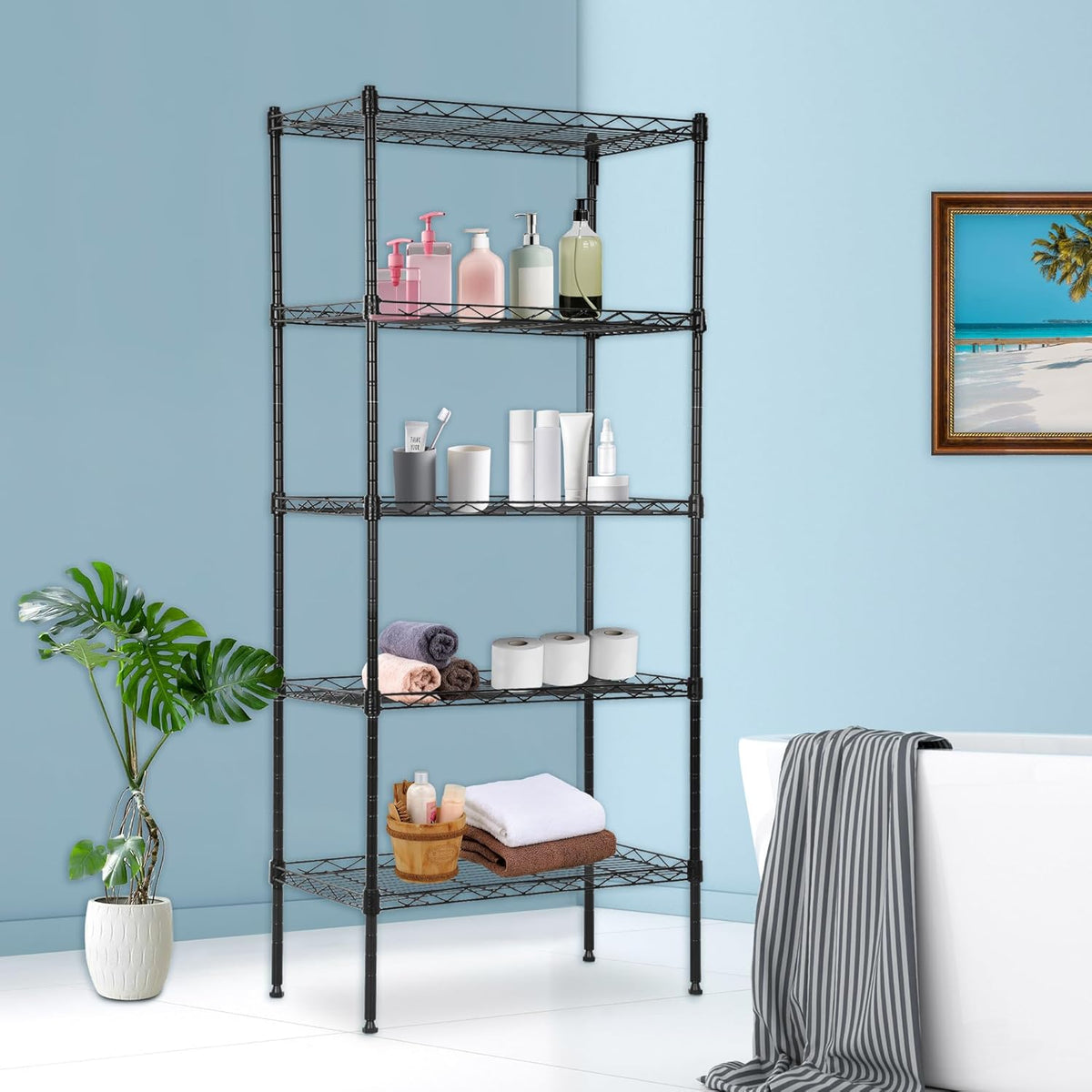 BestOffice | 5-Tier Wire Shelf | 22" x 12" x 48" | Black - Image 2