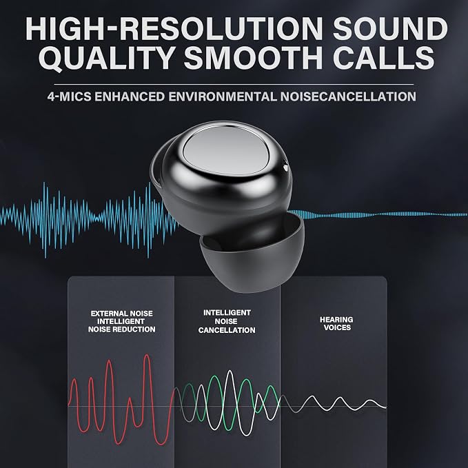 Wireless Earbuds, Hybrid ANC 40dB Noise Cancelling Headphones, 55H Playtime, Bluetooth 5.4, 10mm Drivers with 5 EQ, ENC Dual Mic, IPX7 Waterproof, Transparent Mode, Digital Battery Display iOS/Android - Image 3