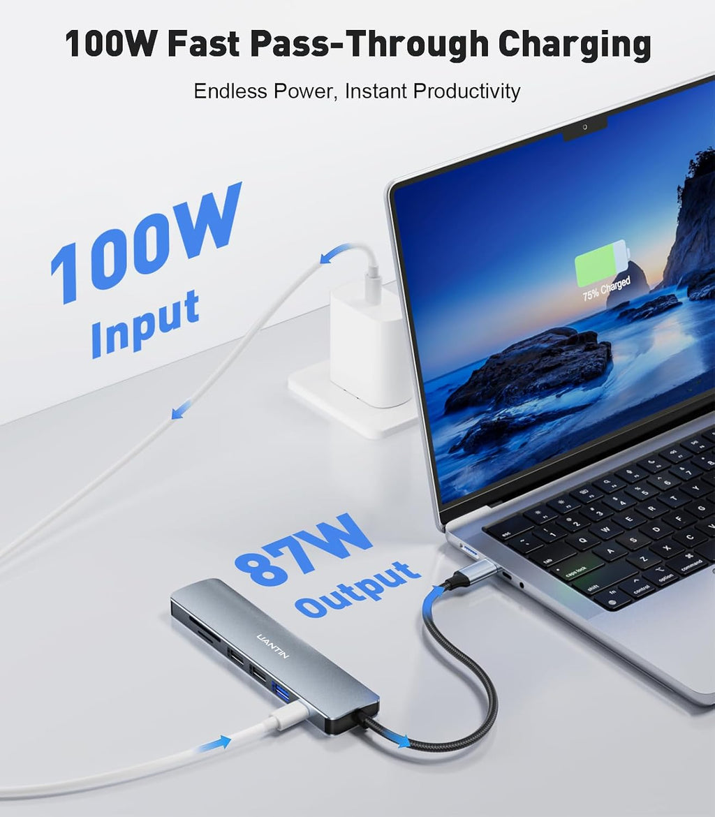 UANTIN USB C Hub, 7 in 1 Multiport Adapter for Laptop/Mac Type C Devices - Image 4