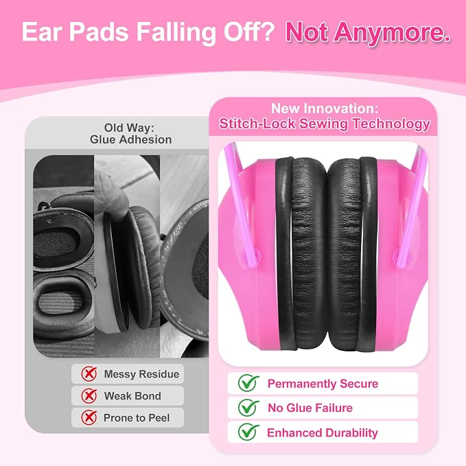 ZOHAN Kids Ear Protection 2 Pack, 25dB NRR Noise Cancelling Headphones for Kids, with Pillowy Pads, for Monster Truck, School, Autism, Sensory, Fireworks, Concerts, Events (Pink+Pink) - Image 2