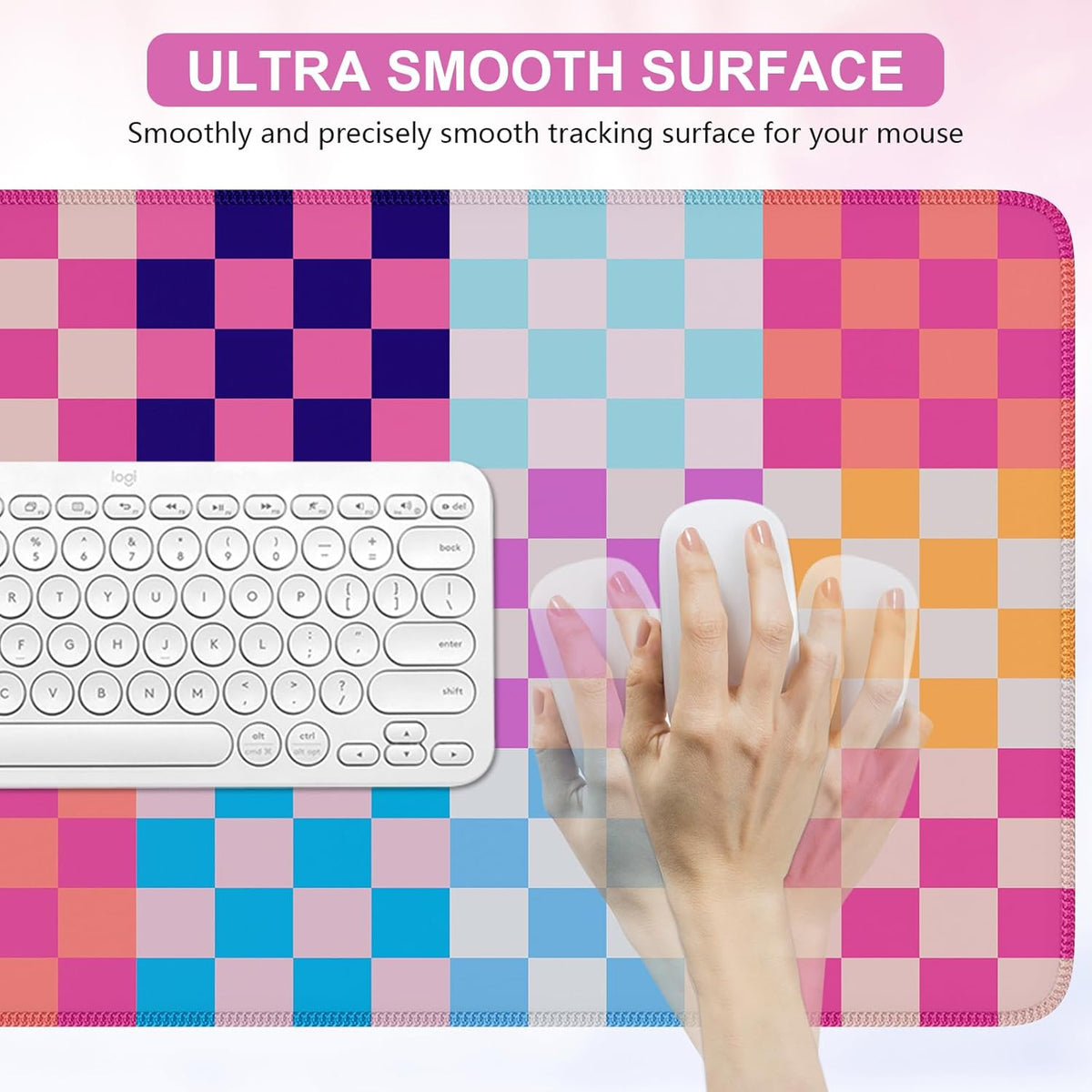 iCasso Desk Matt for Desktop, Cute Desk Pad Mat, Colour Checkered - Image 5