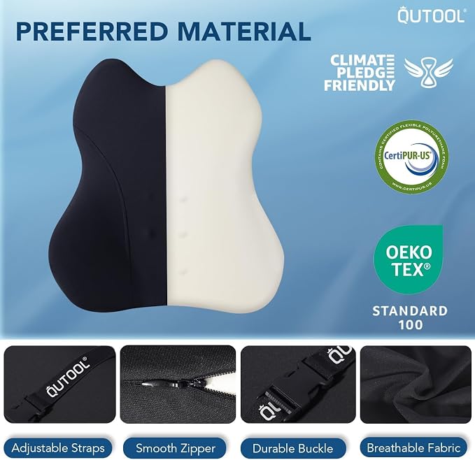 Lumbar Support Pillow for Car, Truck Accessories Travel Essentials, Memory Foam Back Cushion for Driving Seat, Back Pain Relief,Washable Cover, Lower Back Support Fits Most Cars(Black) - Image 7