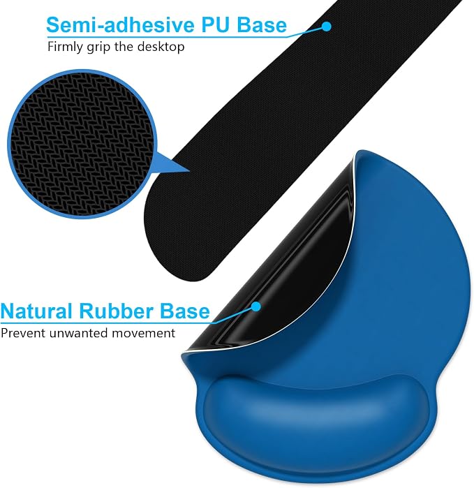 Dapesuom Keyboard Wrist Rest and Mouse Pad with Wrist Support, Memory Foam Cushion for Keyboard and Mouse Set, Ergonomic Desktop Pad Rests with Non Slip Base for Easy Typing & Pain Relief, Dark Blue - Image 6