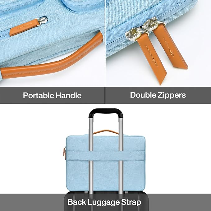 MOSISO 360 Protective Laptop Case 15 inch, 15 inch Laptop Sleeve | Compatible with MacBook Air M5 M4 M3 M2 2026-2023, Dell XPS Plus, Side Open Carrying Case with 4 Zipper Pockets, Air Blue - Image 4