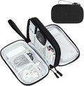 FYY Electronic Organizer, Travel Tech Pouch Bag, Medium, Black Quilted | Wrist Strap, Waterproof, Double Layers Portable Electronics Travel Carrying Case for Cord, Charger, Daily Business Trips Use by FYY