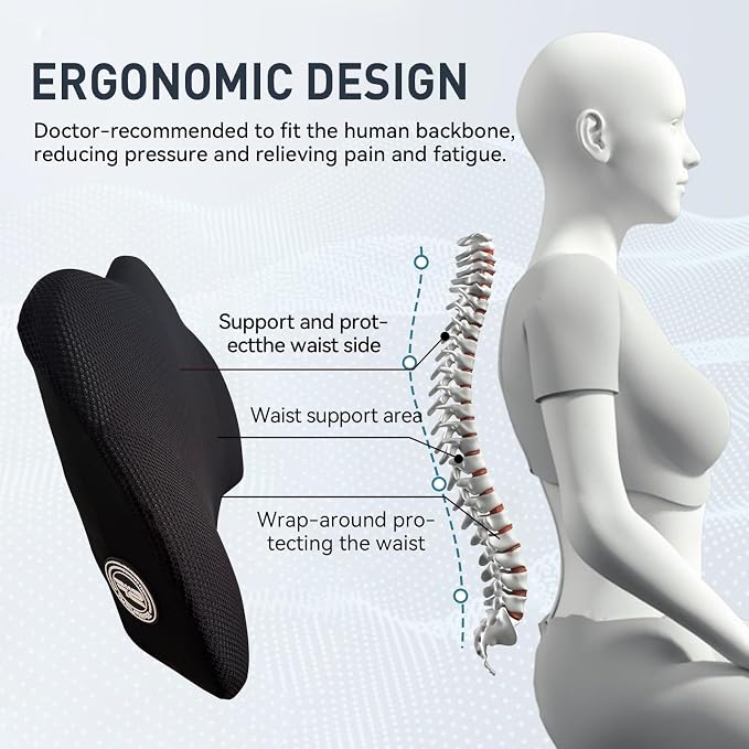 Make Relaxing Lumbar Support Pillow, Back Pillow for Lower Back Pain Relief | 100% Memory Foam Lumbar Pillow with Breathable Removable Cover - Improve Sitting Posture & Back Pain Relief Suport Pillow - Image 5