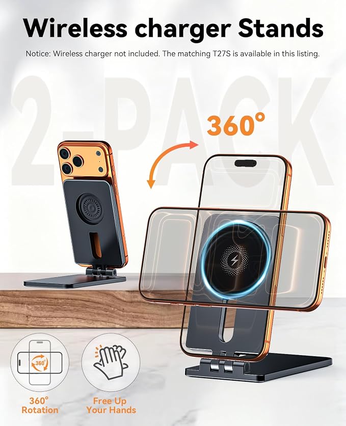 Wireless Charger Stand Matching Only for with T27S Wireless Charger | Full Functional Combo Partner Kit, Precise Molded Replacement Accessory for Daily Home Office Travel Use - Image 2