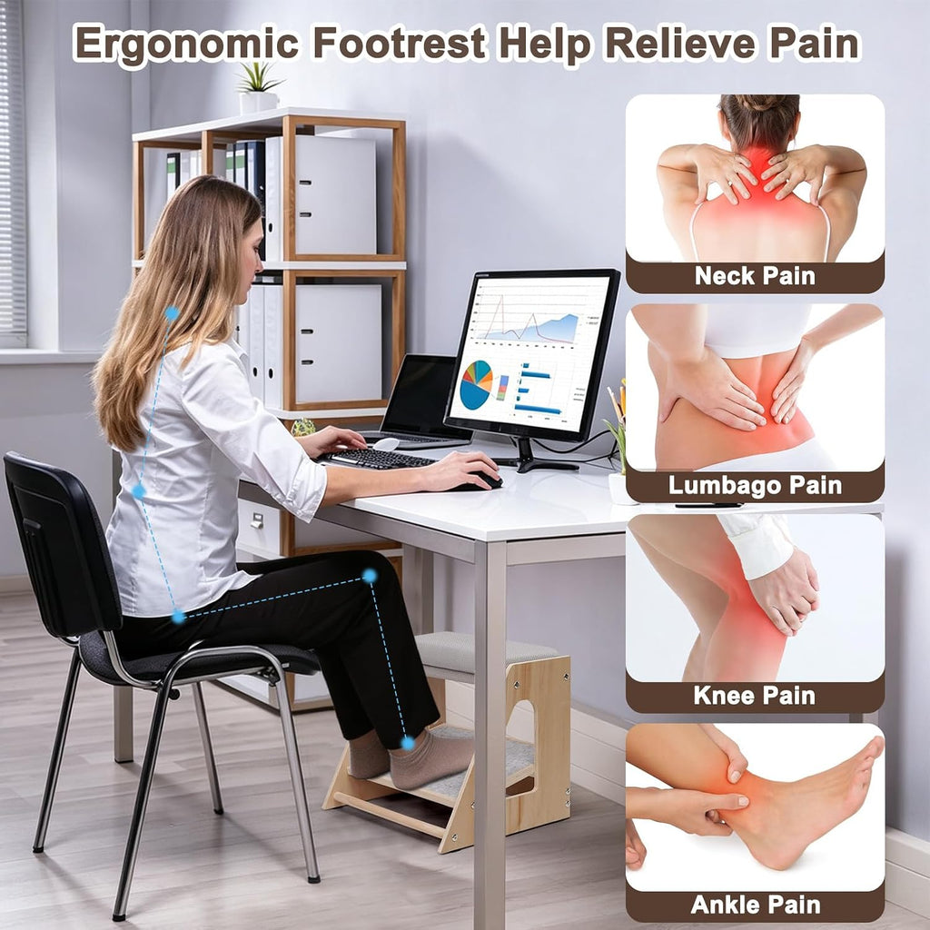Natheeph 4-Height Under Desk Footrest Office Foot Stool Under Desk at Work - Image 2