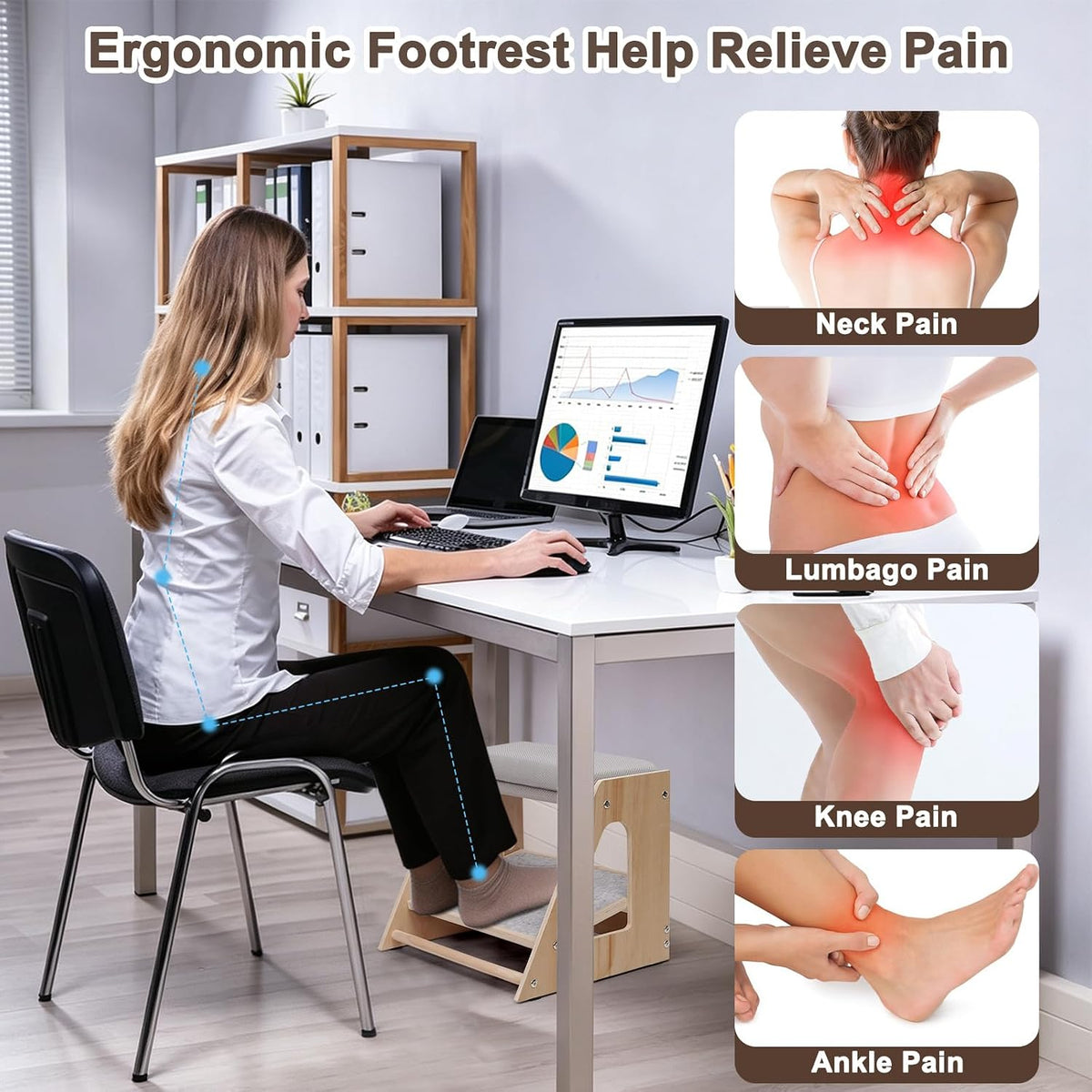 Natheeph 4-Height Under Desk Footrest Office Foot Stool Under Desk at Work - Image 2