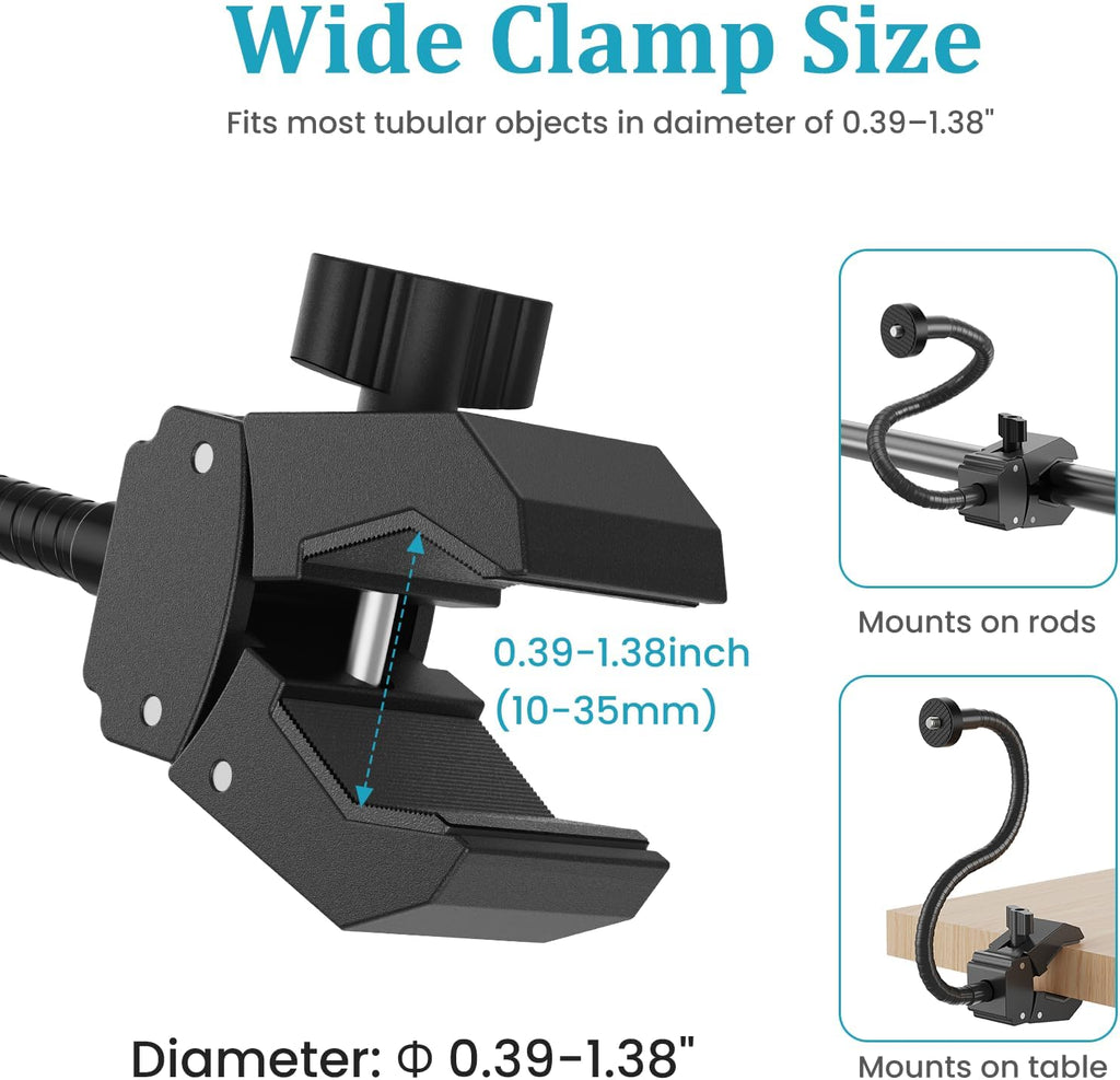 Gooseneck Clamp Camera Mount with 1/4" Screw, Flexible 30cm Arm - Image 2