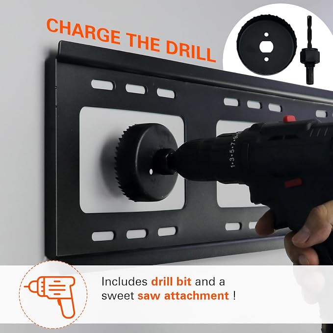 in Wall Cable Management Kit for TV – 2 Pass Throughs, Hole Saw Tool | In-wall TV cable management kit with 2 pass throughs and hole saw, hides HDMI and power cable for clean wall mounted TV setup - Image 7
