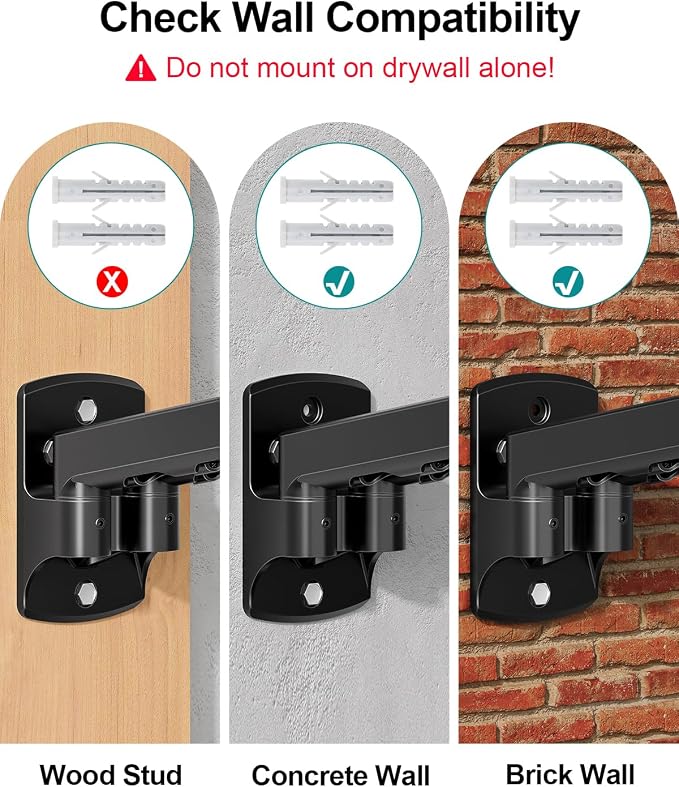 MOUNT PRO Dual Monitor Wall Mount for 13 to 32 Inch Screens, Wall Monitor Arm for 2 Monitors, Each Holds Up to 19.8lbs, Full Motion Wall Monitor Mount with VESA 75x75/100x100, Home Office Setup - Image 2
