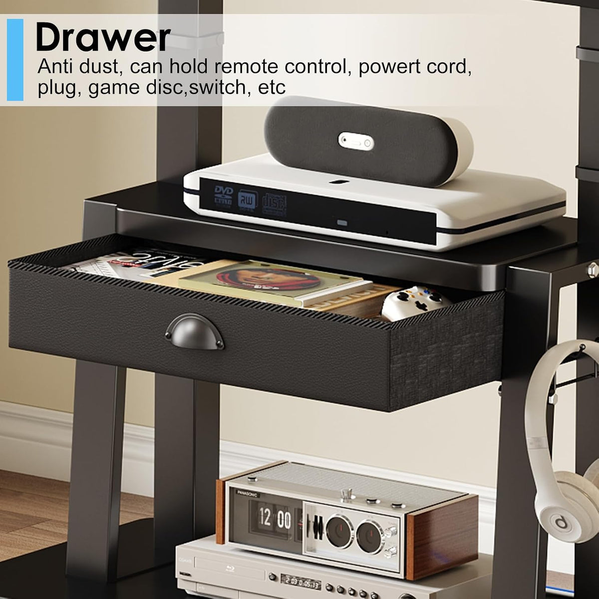 Mobile TV Stand on Wheels for 42-100 inch TVs up to 330lbs, Rolling TV Cart with Drawer & 2 Shelves, Adjustable Height, Portable TV Stand for Indoor Outdoor, Max VESA 600x900mm - Image 6