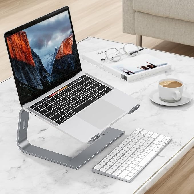 OMOTON Laptop Stand, Detachable Mount for MacBook Air/Pro Dell HP Grey | 11-17" Laptop Holder for Desk, Notebook Computer Mount, Lightweight Cooling for Desk, Ergonomic Home Office - Image 8