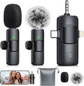 MENERESAS 3-in-1 Mini Microphone for iPhone: Wireless Lavalier Microphones for iOS/Android/Camera - Noise Reduction Lapel Mic, Clip on Mic for Video Recording Vlog, YouTube by MENERESAS