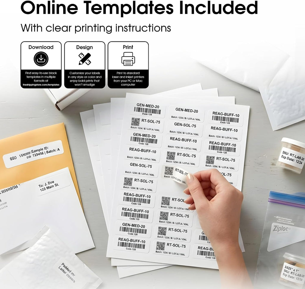 1" X 2 5/8" Matte White Printable Address Labels - Image 3