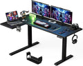 Muvai 59 Inch L Shaped Standing Desk Adjustable Height with Cable Management Tray,Gaming Electric Corner Standing Desk, Sit Stand Computer Table with Reversiable Splice Board, Black Carbon by Unknown