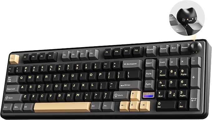 YUNZII B98 PRO 96% Wireless Mechanical Keyboard (Black, Milk Switch) | QMK/VIA, with Numpad, Dual-Style Knob Design, Creamy Pre-Lubed Switches, Hot Swap, Gasket Mount, RGB for Gaming/Win/Mac by YUNZIIMECHANICALKEYBOARD