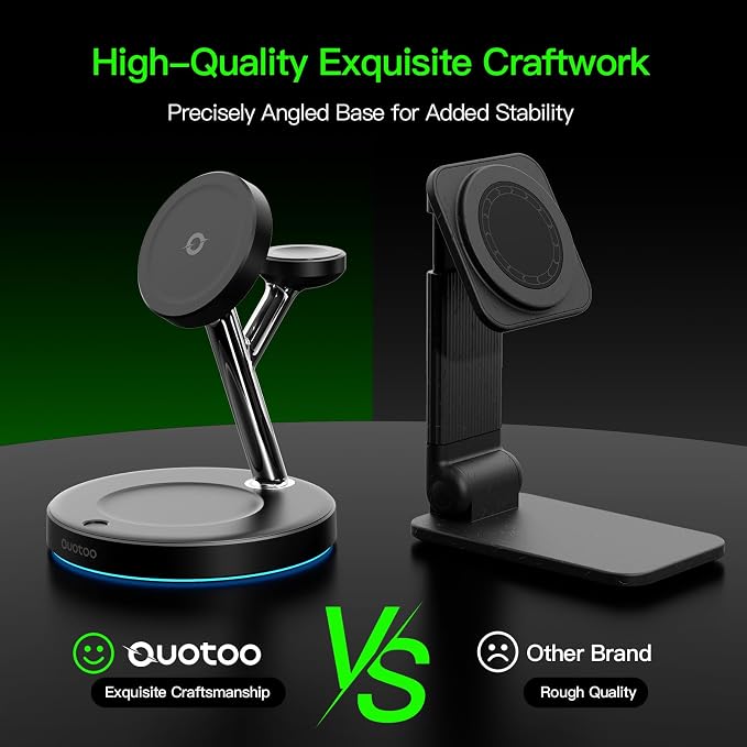 3 in 1 MagSafe Wireless Charger Stand for iPhone Apple Watch AirPods | Adjustable Blue Ambient Light,15W Magnetic Charging Station for iPhone 17 16 15 14 13 12 Series wireless charging station - Image 9