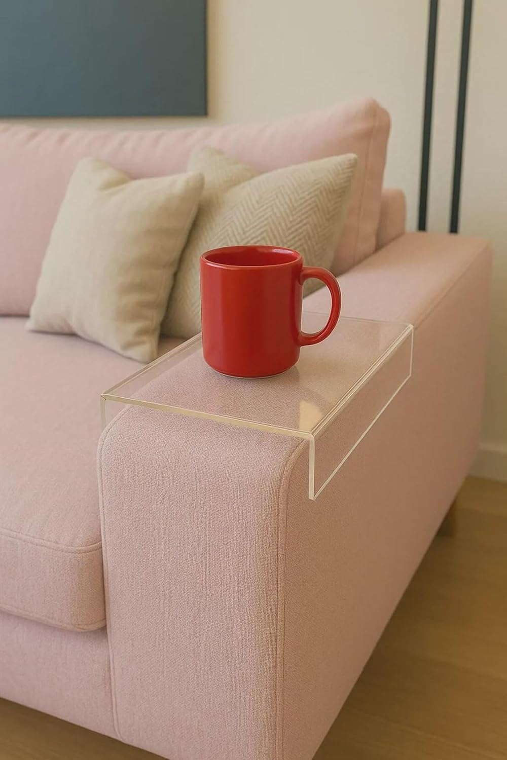 Clear Acrylic Armrest Tray, Couch Arm Table for Drinks & Remote, Made to Your Exact Width (Up to 14 Inches), USA Made Sofa Accessory - Image 4