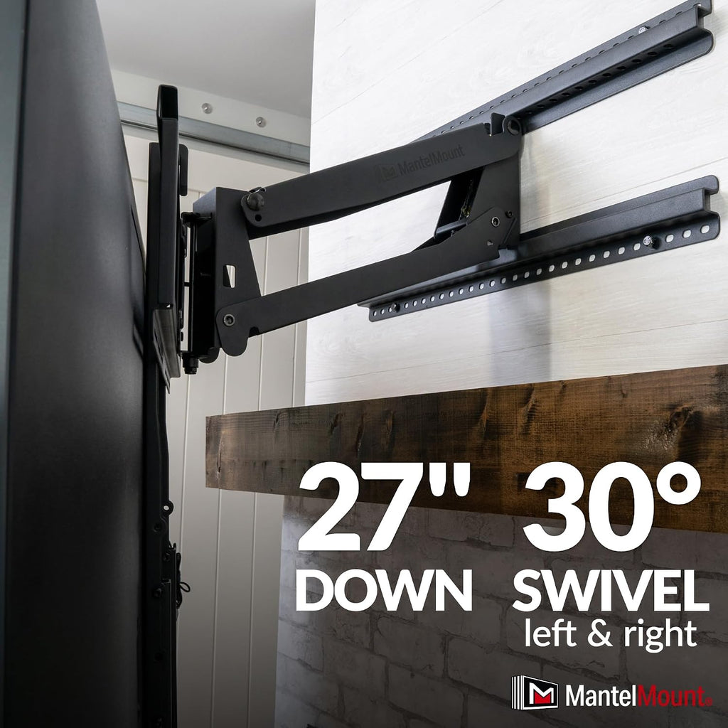 MantelMount- MM340 Above Fireplace Pull Down TV Mount- Televisions 44" to 80" Up to 90 lbs - Safe Auto-Adjusting TV Mounts - Patented Motion Stops, Handles, Balancing Technology - Superior Steel - Image 8