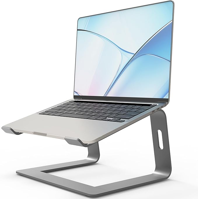 Orionstar Ergonomic Laptop Stand, Premium 5mm Aluminum Riser for 10-15.6 Inch Notebook Computer, Tool-Free Detachable Elevator Holder for Desk Office, Sturdy Riser for Eye-Level Neck Relief, Grey by Orionstar