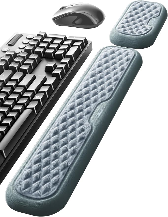 Vaydeer Wrist Rest for Keyboard and Mouse, Computer Ergonomic Wrist Support Pad, Soft Memory Foam Arm Cushion for Desk, Two-Tone Palm Hand Office Laptop Typing-Gray and Blue by Vaydeer